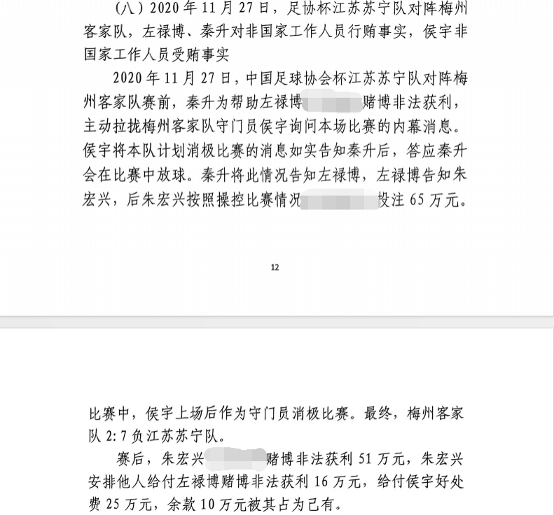 網(wǎng)傳判決書：足協(xié)杯梅州2-7江蘇，梅州門將侯宇收25萬消極比賽