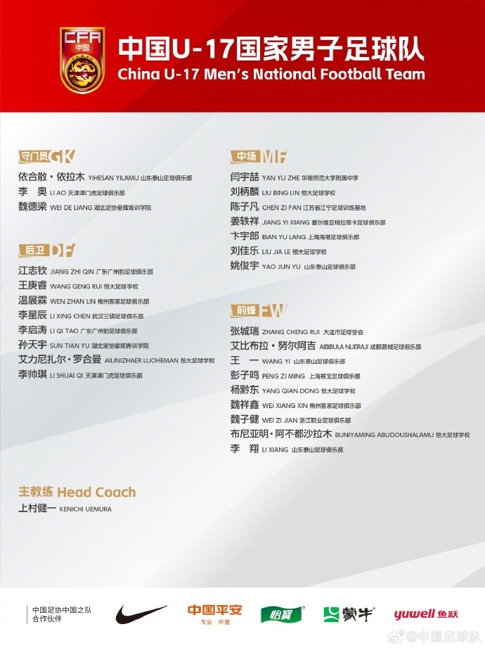 北青體育：U17國(guó)足落選球員彭子鳴、李星辰、陳子凡仍留隊(duì)合練
